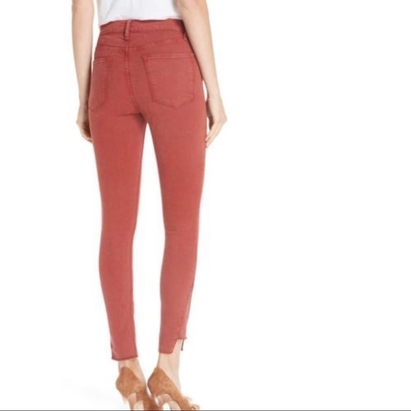 Frame Denim Le High Side Step Hem Skinny Jeans Red Size 27 High Rise Ankle Crop - Picture 2 of 8